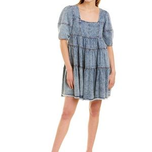 Short Sleeve Denim Babydoll Dress en saison